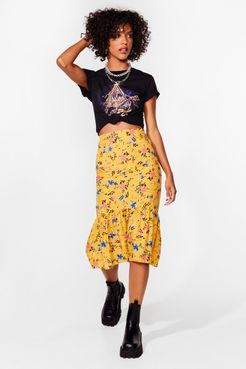 Grow Big Deal Floral Midi Skirt - Yellow