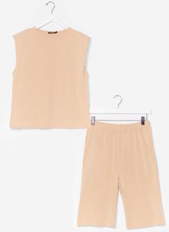 You and Tee Tank Top and Biker Short Set - Sand