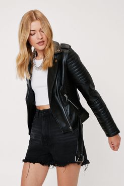 Leather and Lace Faux Leather Biker Jacket - Black