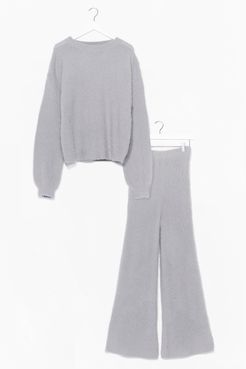 It Takes Two Baby Fluffy Knit Wide-Leg Set - Grey