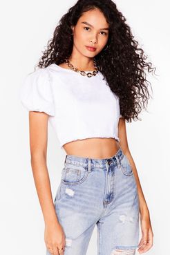 Fray Hem Cropped Denim Blouse - White