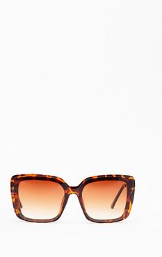 Leopard Print Square Sunglasses - Brown