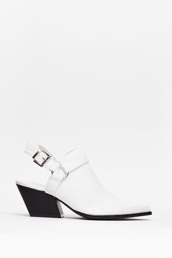 Point of No Return Croc Heeled Boots - White
