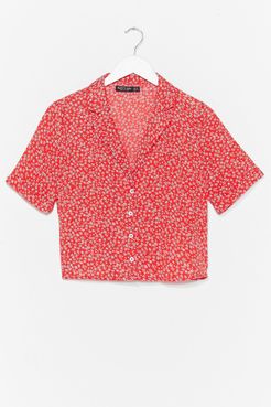Take a Stalk Floral Cropped Shirt - Red
