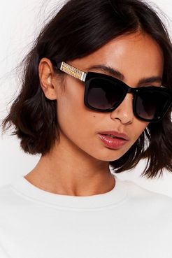 Square Were You Oversized Chain Sunglasses - Black