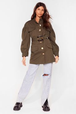 Drop Sleeve Belted Utility Jacket - Khaki