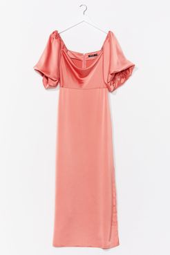 Satin Puff Sleeve Maxi Dress - Amber