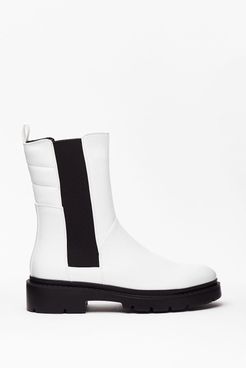 PU Long Gusset Chelsea Boot - White