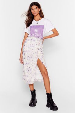 Growing You Off Floral Midi Skirt - Lilac