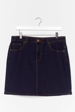 Be There in a Mini Plus Denim Skirt - Dark Blue