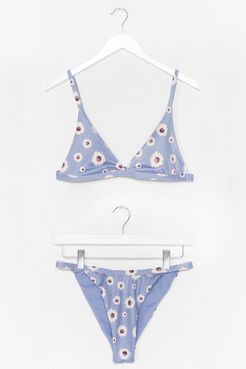 Swim Good Floral Triangle Bikini Set - Blue