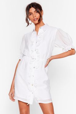 Get 'Em Where It Shirts Ruffle Mini Dress - White