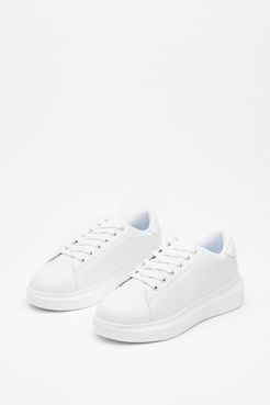 Just Run With It Faux Leather Sneakers - White