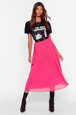 Chiffon Pleated Midi Skirt - Hot Pink