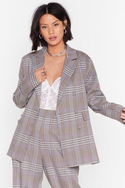 Plaid to Win Double Breasted Blazer - Cream