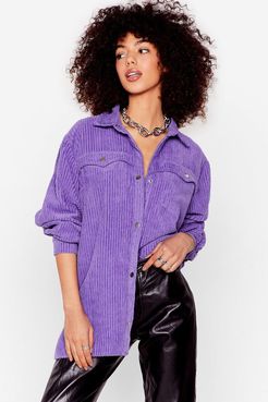 Track Record-uroy Oversized Button-Down Shirt - Berry