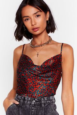 Meow-ever Do You Want Me Leopard Cami Top - Green