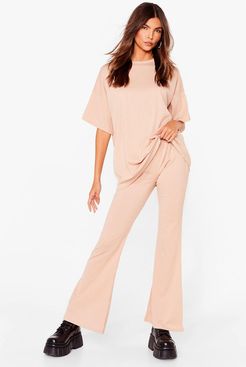 Together Again Oversized Tee and Pants Set - Stone