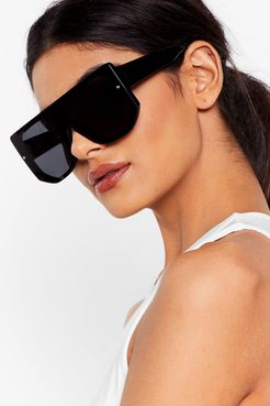 Tinted Chunky Temple Aviator Sunglasses - Black