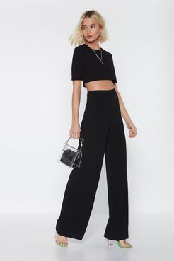 Crop Top And Wide Leg Pants Set - Black