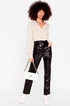 Nothin' Seams To Matter Faux Leather Tapered Pants - Black