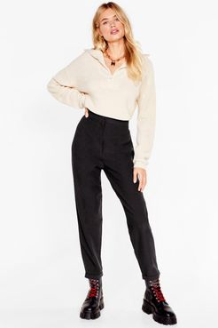 Black High-Waisted Tapered Pants