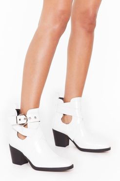 Time's Runnin' Cut-Out Wide Fit Faux Leather Boots - White