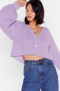 V-Neck Cropped Cardigan with Button-Closure - Lilac