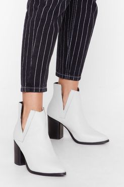 V Will Rock You Leather Heeled Boots - White