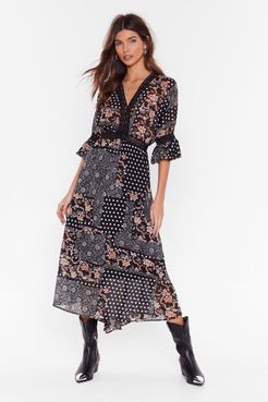 Patch Me If You Can Mixed Print Maxi Dress - Black