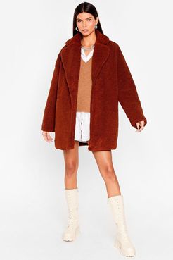 Long December Oversized Faux Fur Coat - Brown