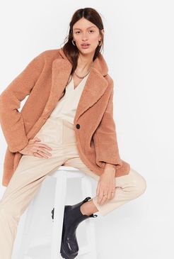 Long December Oversized Faux Fur Coat - Stone