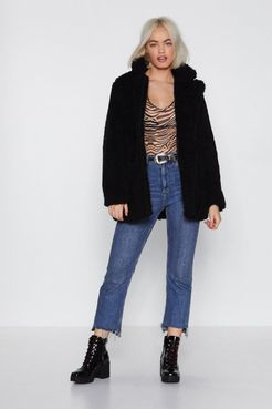 Relaxed Faux Shearling Coat - Black 32