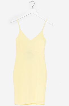 Black Midi Bodycon Dress with V-Neckline - Lemon