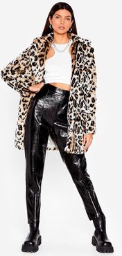 Grrrl Power Faux Fur Leopard Coat - Brown