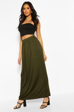 Basic Pocket Front Jersey Maxi Skirt - Green - 4