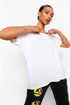 Oversized Boyfriend V Neck T-Shirt - White - S/M