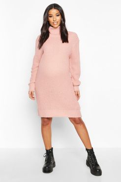 Maternity Turtleneck Sweater Dress - Pink - S