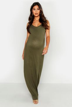 Maternity Scoop Neck Maxi Dress - Green - 4