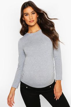 Maternity Long Sleeve Ruched T Shirt - Grey - 6