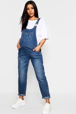 Maternity Mid Blue Wash Overall - 4