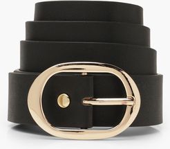 Oval Buckle Boyfriend Belt - Black - One Size