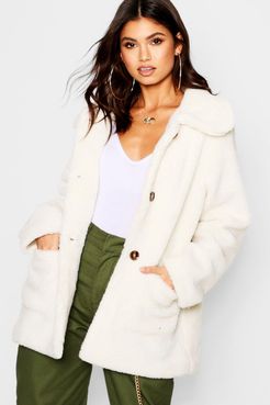 Teddy Faux Fur Coat - White - 4