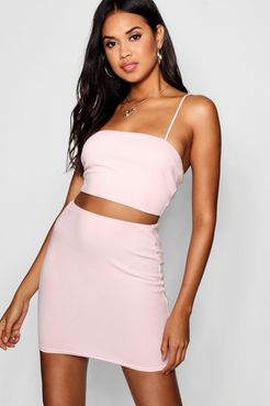 Strappy Crop And Mini Skirt Two-Piece Set - Pink - 2