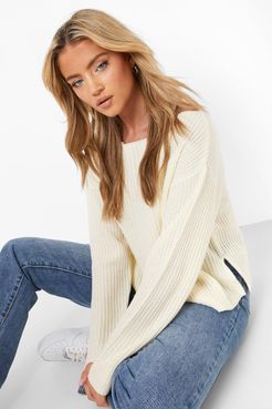Off The Shoulder Slouchy Sweater - White - L