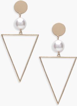 Pearl And Triangle Geo Earrings - Metallics - One Size