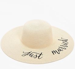 Just Married Straw Hat - Beige - One Size