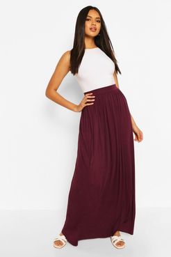 Basic Floor Sweeping Jersey Maxi Skirt - Red - 4