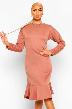 Frill Hem Midi Sweater Dress - Pink - 4