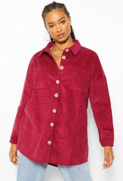 Cord Oversized Shirt - Red - 2